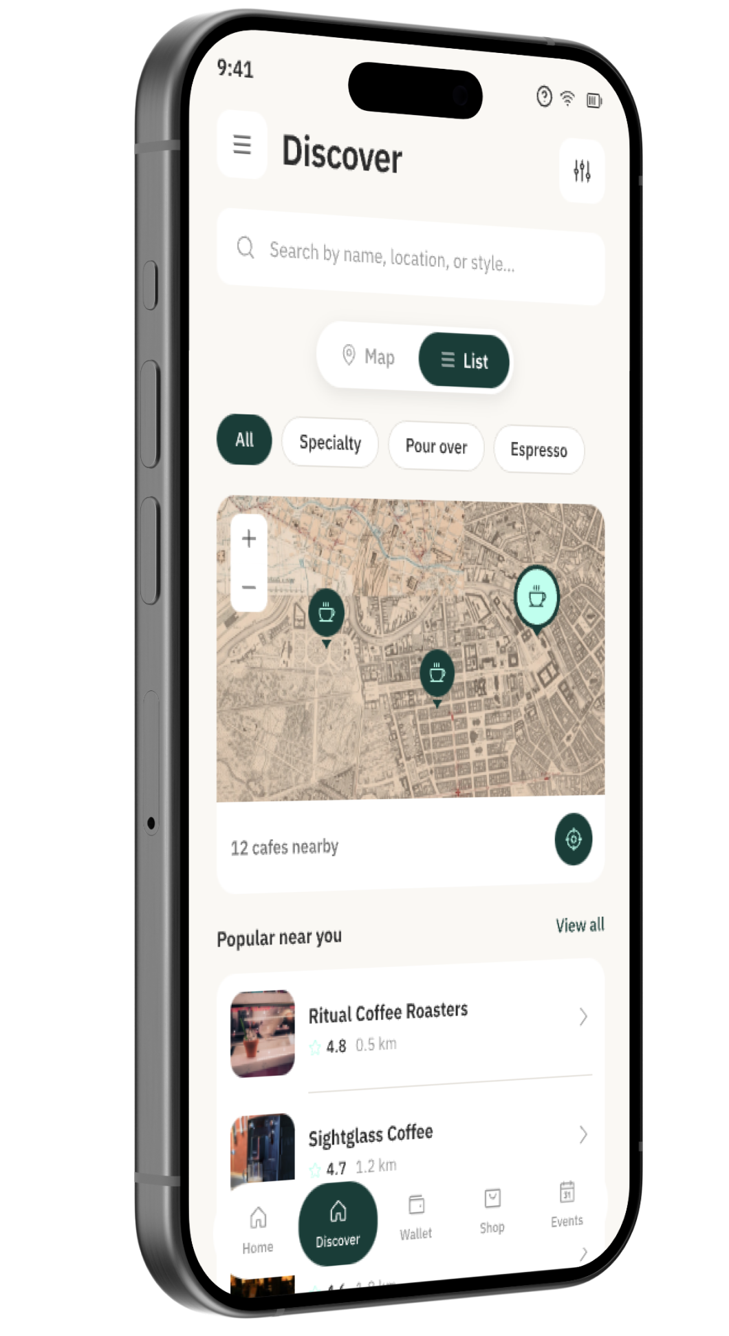 Discover coffee shops